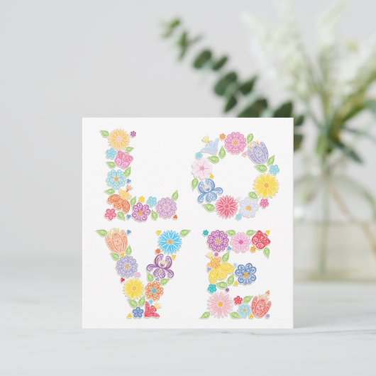 LOVE Floral Invitation Kaart (Staand voorkant)