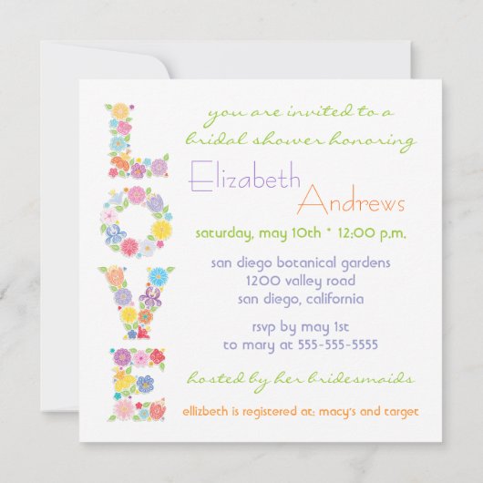 LOVE Floral Invitation Kaart (Achterkant)