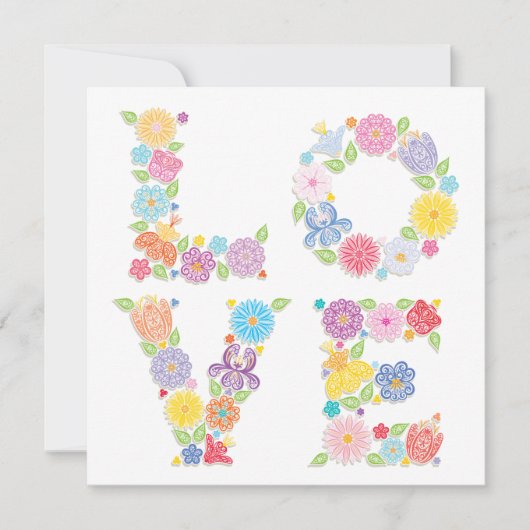 LOVE Floral Invitation Kaart (Voorkant)