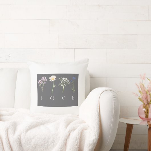 LOVE Floral – Romantic Botanical Print Kussen (Bank)