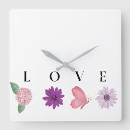 Love Floral Romantic Valentine’s Gift, Home Décor Vierkante Klok