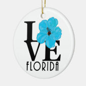 LOVE Florida (blauwe hibiscus) Keramisch Ornament (Links)