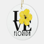 LOVE Florida (gele hibiscus) Keramisch Ornament (Links)