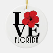 LOVE Florida Red Hibiscusq Keramisch Ornament (Voorkant)