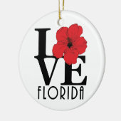 LOVE Florida Red Hibiscusq Keramisch Ornament (Links)