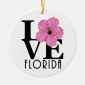 LOVE Florida (roze hibiscus) Keramisch Ornament (Voorkant)