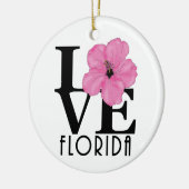 LOVE Florida (roze hibiscus) Keramisch Ornament (Links)