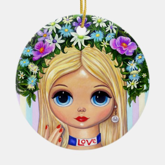 Love Flower Child Beauty Big Eye Doll Cute Keramisch Ornament (Voorkant)