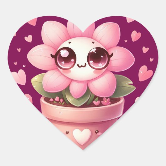 Love Flower Heart Sticker (Voorkant)