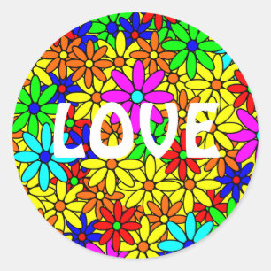 Love Flower Power Collage Stickers