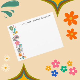 LOVE Flower Power Groovy 70's-thema Flat Note Kaar Bedankkaart