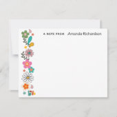 LOVE Flower Power Groovy 70's-thema Flat Note Kaar Bedankkaart (Voorkant)