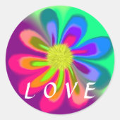 Love Flower Ronde Sticker (Voorkant)