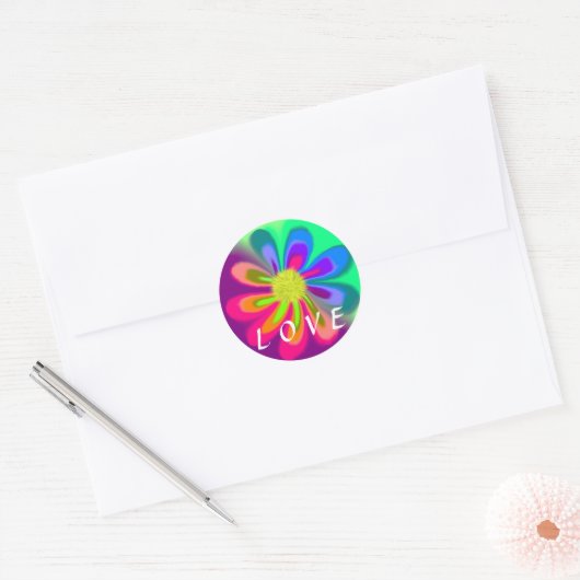 Love Flower Ronde Sticker (Envelop)