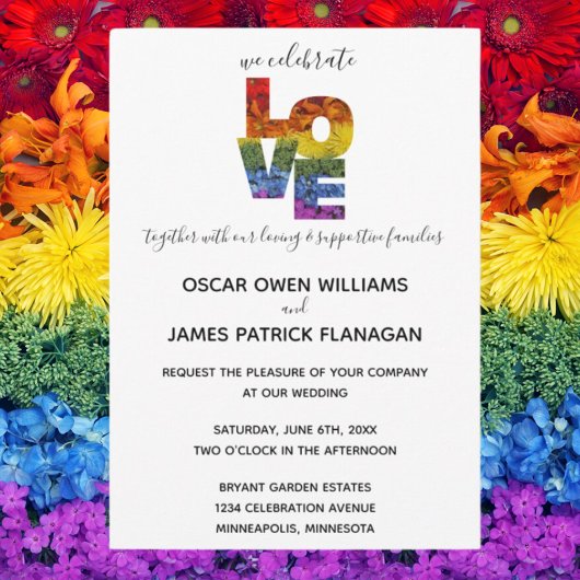 LOVE Flower Same-Sex Wedding Collection Invitation Kaart