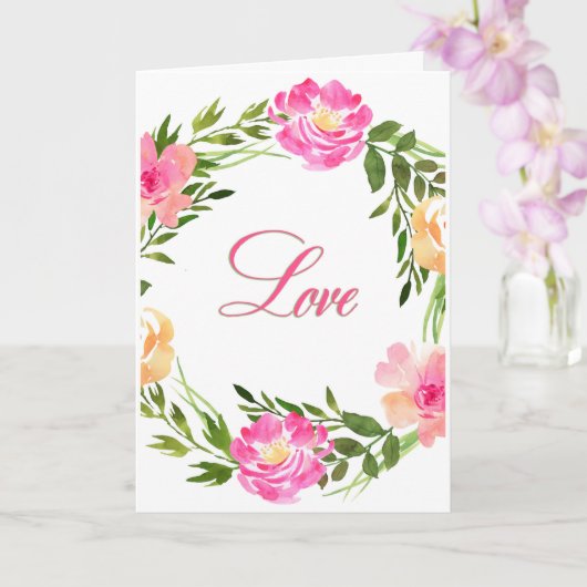 Love Flower Wreath Moederdag Kaart (Orchidee)