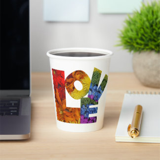 Love Flowers Collectie Witte achtergrond Papieren Bekers