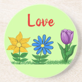 Love Flowers Drink Coasters Zandsteen Onderzetter