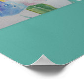 Love Flowers Floral Waterverf Turquoise Poster (Hoek)
