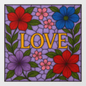 Love Flowers Lavender Stained Glass Cling Raamsticker (Vel)