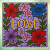 Love Flowers Lavender Stained Glass Cling Raamsticker (Vel 3)