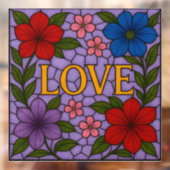 Love Flowers Lavender Stained Glass Cling Raamsticker (Vel 2)