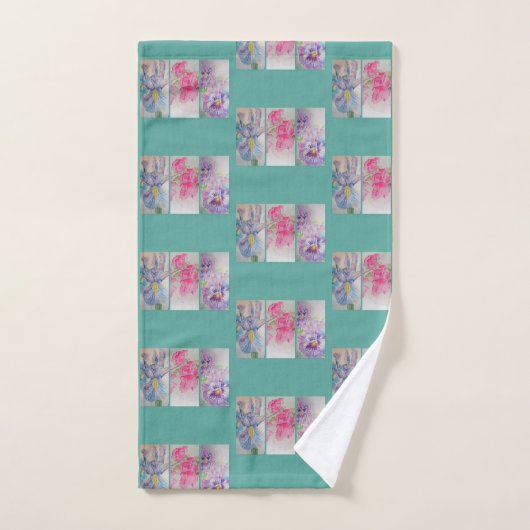 Love Flowers Mint Bathroom Hand Towel Handdoek (Handdoek)