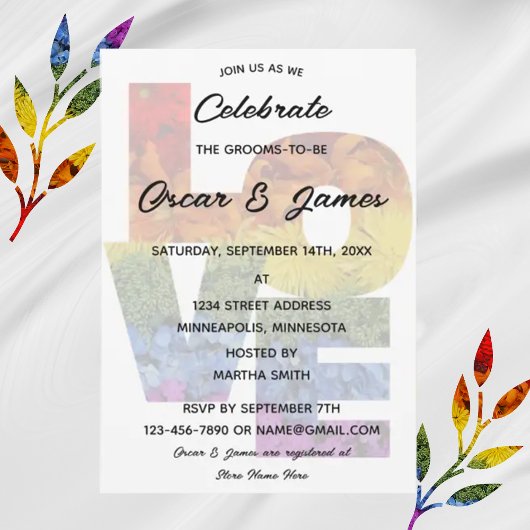 LOVE Flowers Same-Sex Engagement Party Kaart