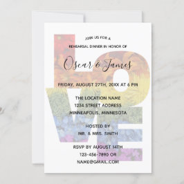 LOVE Flowers Same-Sex Rehearsal Dinner Invitation Kaart