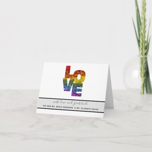 LOVE Flowers Same-Sex Wedding Bedankt voor je cred (Voorkant)