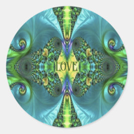 Love Flowers Trippy Batik Art Ronde Sticker