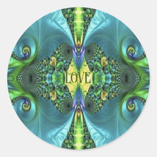 Love Flowers Trippy Batik Art Ronde Sticker (Voorkant)