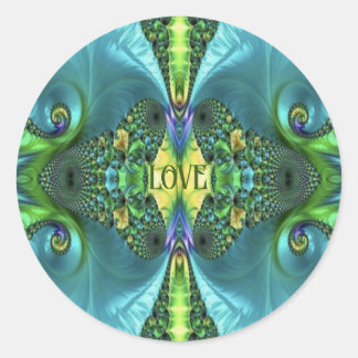 Love Flowers Trippy Batik Art Ronde Sticker
