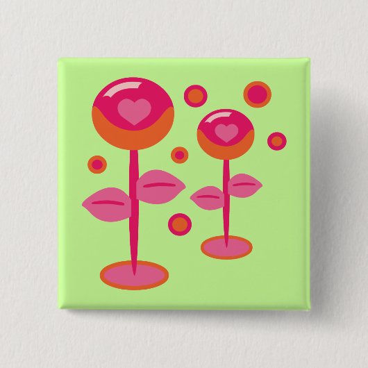 Love Flowers Vierkante Button 5,1 Cm (Voorkant)