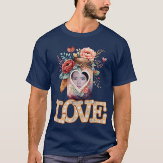 Love Flowery Heart Jar-Heart Shape Custom Photo T-shirt