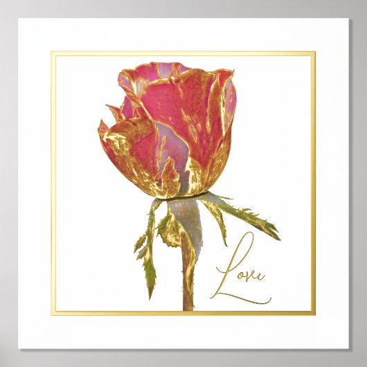 Love Folie Accent Red Rose Print Poster (Voorkant)