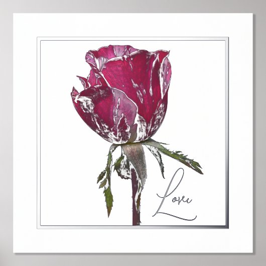 Love Folie Accent Red Rose Print Poster (Voorkant)