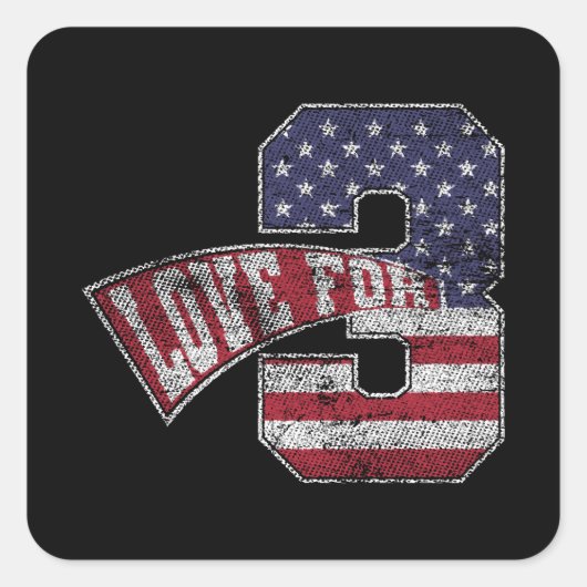 Love for 3  Grungy Version Vierkante Sticker (Voorkant)