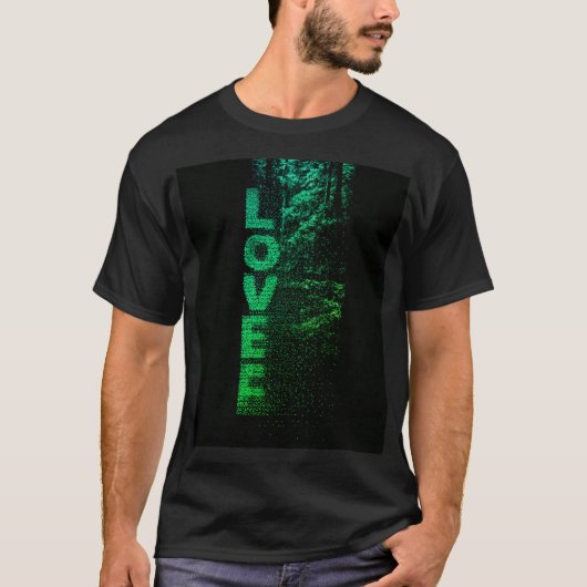 LOVE Forest Fade – Vertical Green Typography  T-shirt (Voorkant)