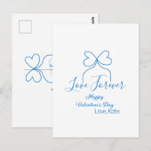 Love Forever blue bow happy Valentine's day name d Briefkaart (Voorkant / Achterkant)