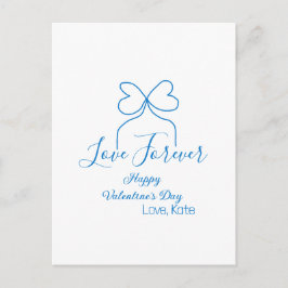 Love Forever blue bow happy Valentine's day name d Briefkaart