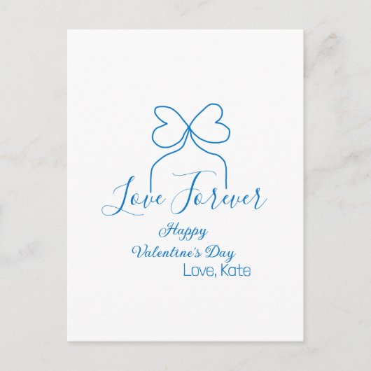 Love Forever blue bow happy Valentine's day name d Briefkaart (Voorkant)