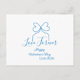 Love Forever blue bow happy Valentine's day name d Feestdagenkaart
