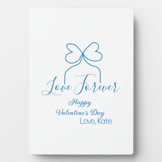 Love Forever blue bow happy Valentine's day name d Fotoplaat (voorkant)