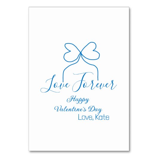 Love Forever blue bow happy Valentine's day name d Kaart (Voorkant)