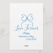 Love Forever blue bow happy Valentine's day name d Kaart (Achterkant)