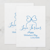 Love Forever blue bow happy Valentine's day name d Kaart (Voorkant / Achterkant)
