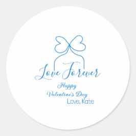 Love Forever blue bow happy Valentine's day name d Ronde Sticker