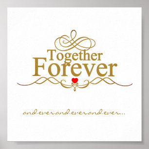 Love Forever Gold Colored Typografie Poster