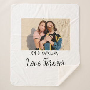 Love Forever LGbtq paar trots voeg foto naam sim Sherpa Deken